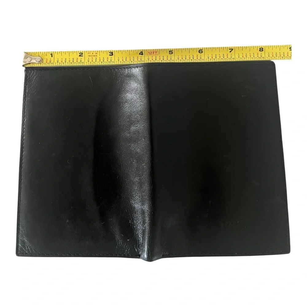 Prada card wallet black calfskin smooth leather 6” x4” vintage